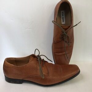 STEVE MADDEN Men's Tan Cognac Leather HAVIN Oxford Shoes 9.5
